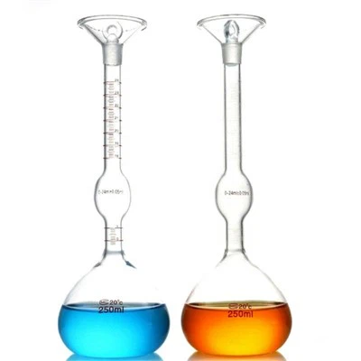 Yuqori borosilikatli shisha laboratoriya piknometrining texnik xususiyatlari Lechatelier o'ziga xos tortishish shishasining tortish shishasi